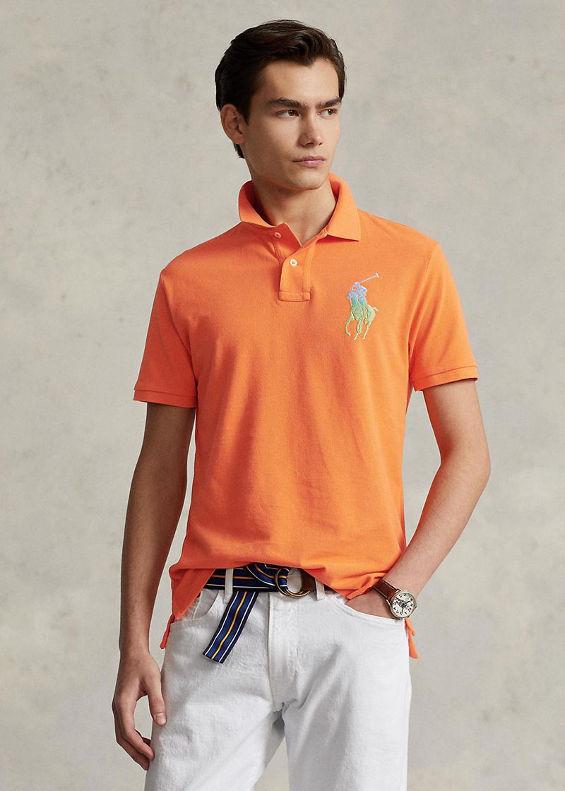 Poleras Polo Polo Ralph Lauren Hombre Custom Slim Fit Big Pony Mesh Chile Naranjas TRMHJ-6175